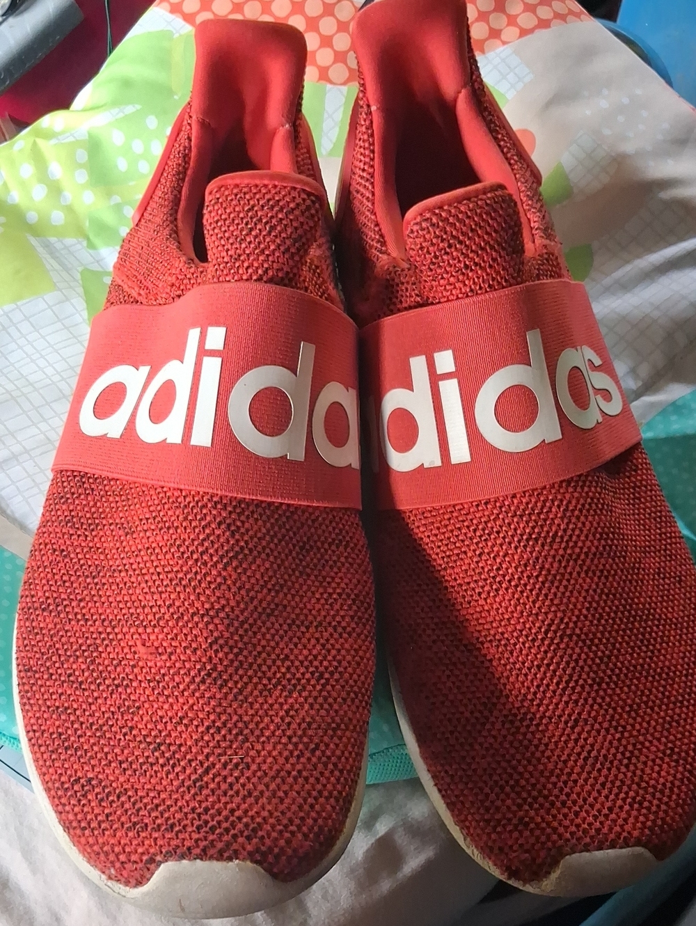adidas Red Slip-On Knit Sneakers with White Logo
